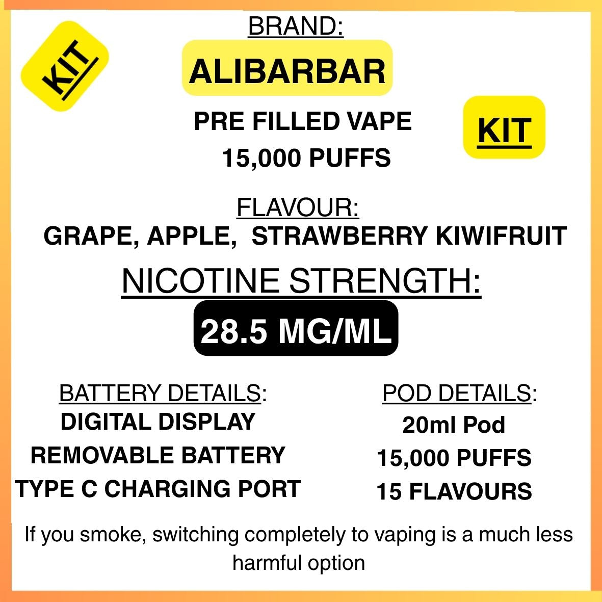 Alibarbar Ingot 15000 Prefilled Vape Kit – Getavape NZ