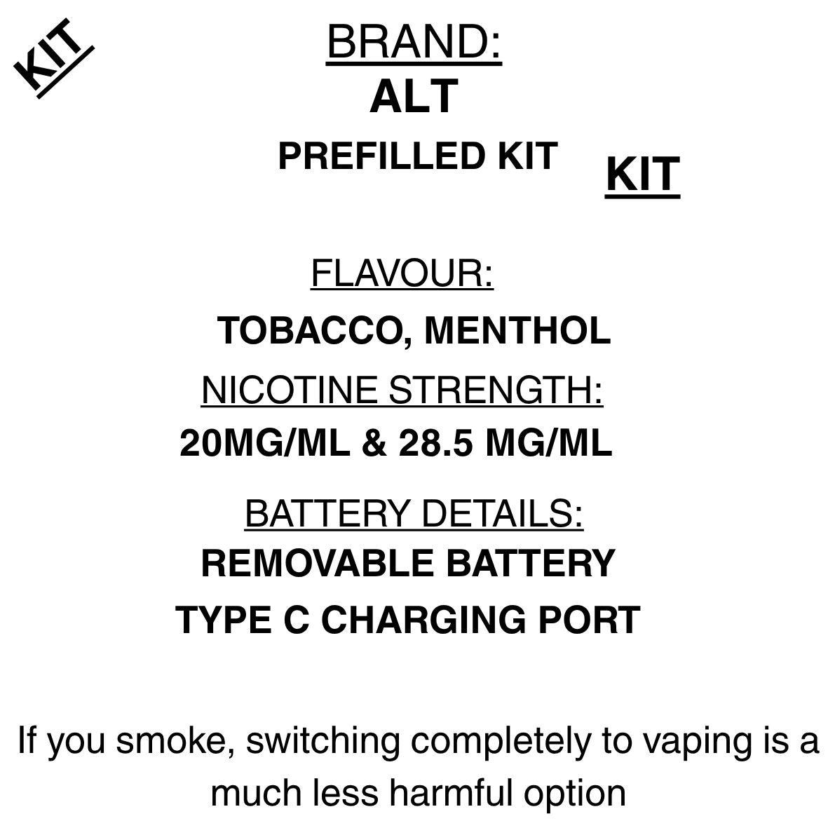 Alt- Pod vape Kit - Starter Pack 2.85% Getavape Alt- Pod vape Kit - Starter Pack 2.85% Getavape