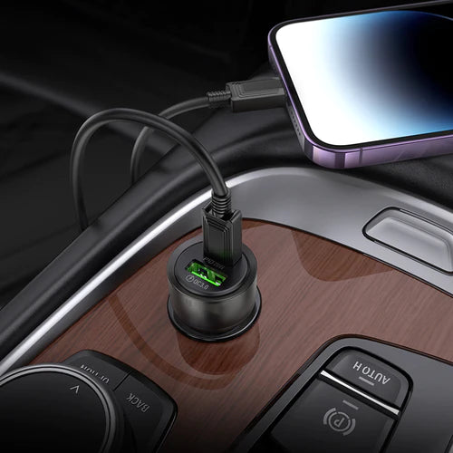 hoco- 38W -Z52 -Super Fast Car Charger Dual Output (USB-C PD & USB-A), 38W (Max) Fast Charging, Safe & Reliable