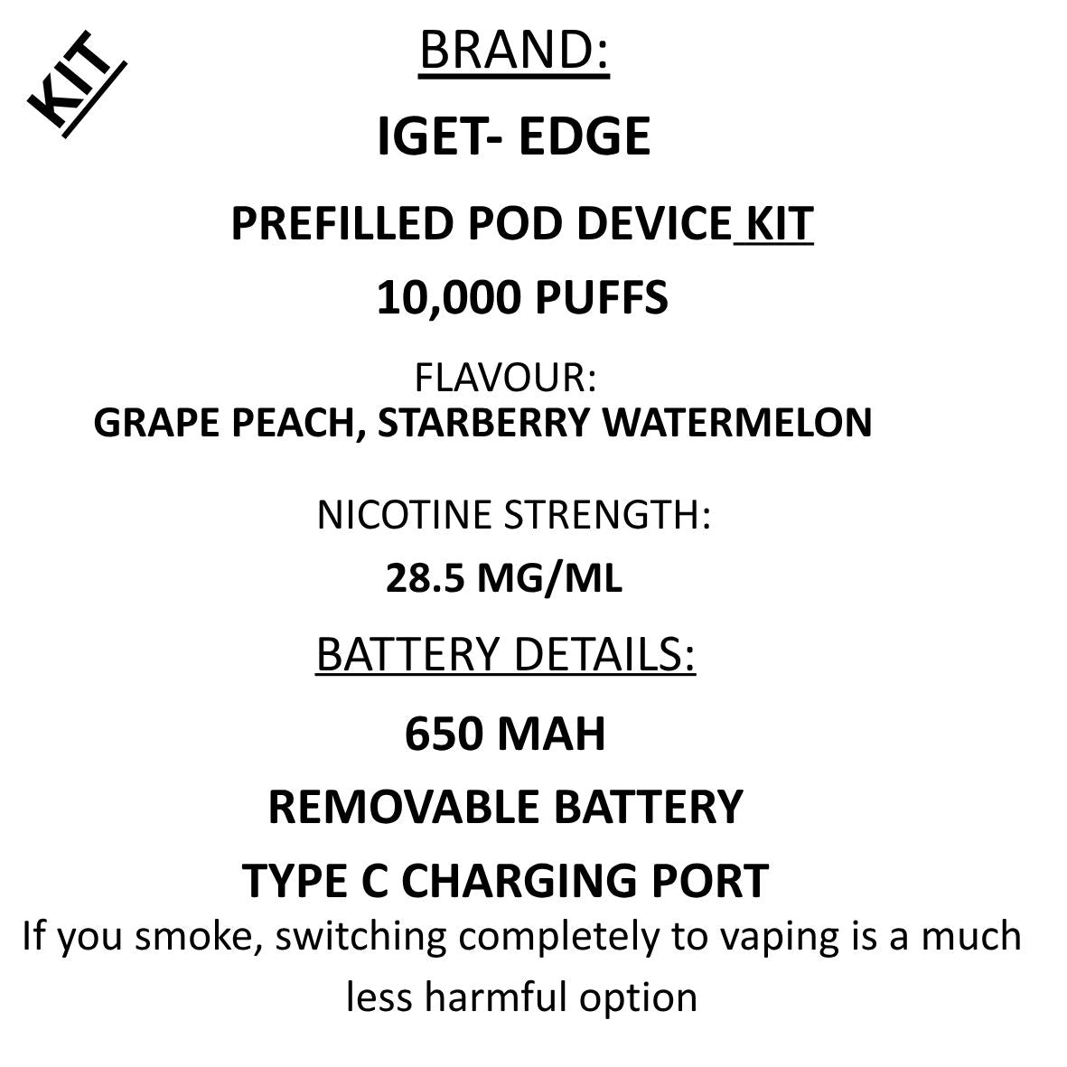 IGET Edge- 10,000 Puffs Vape Kit