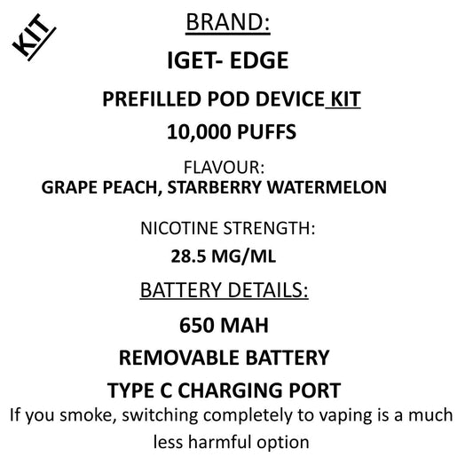 IGET Edge- 10,000 Puffs Vape Kit