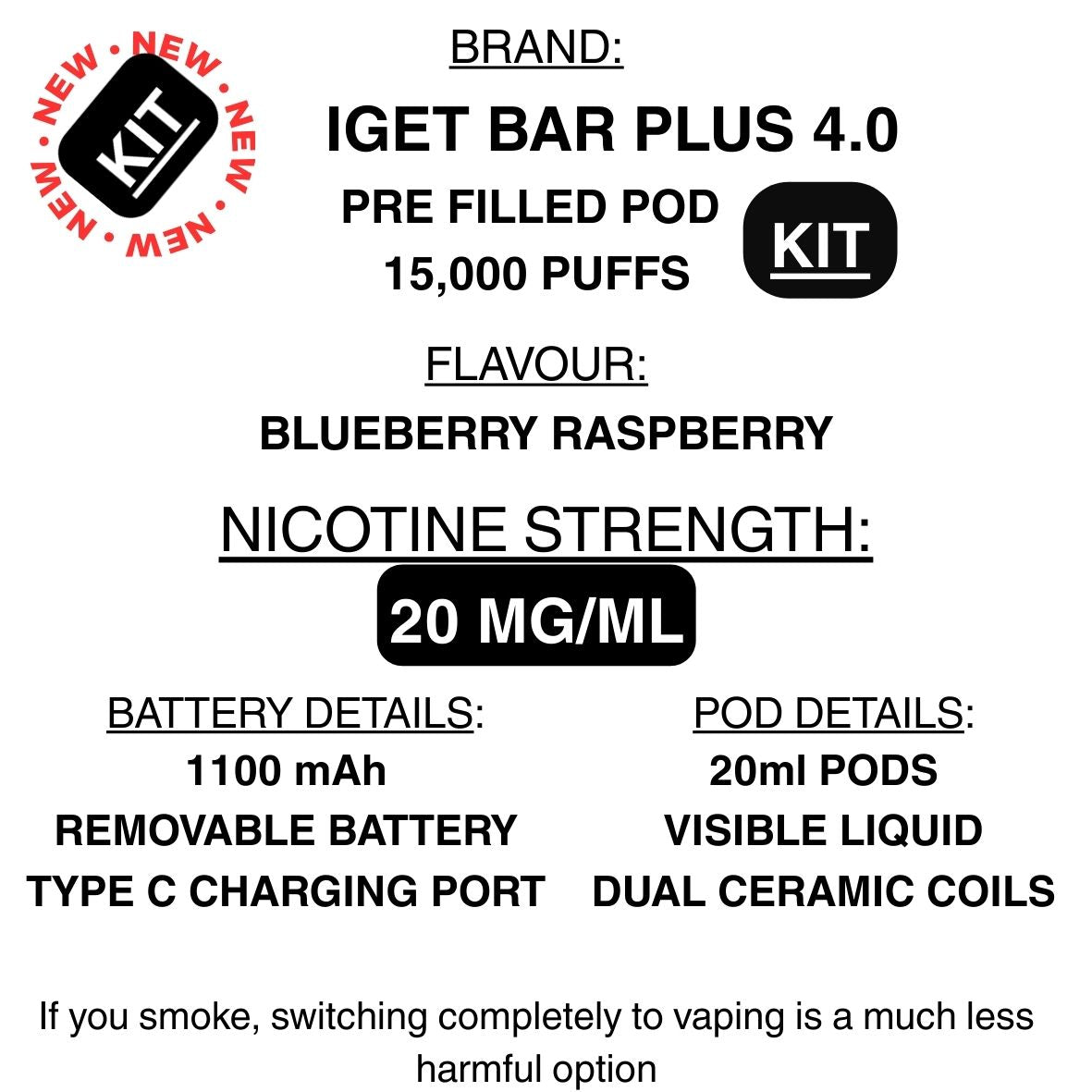 IGET Bar Plus 4.0 (15K) Vape KIT – Pre-filled Pod vape | Getavape NZ