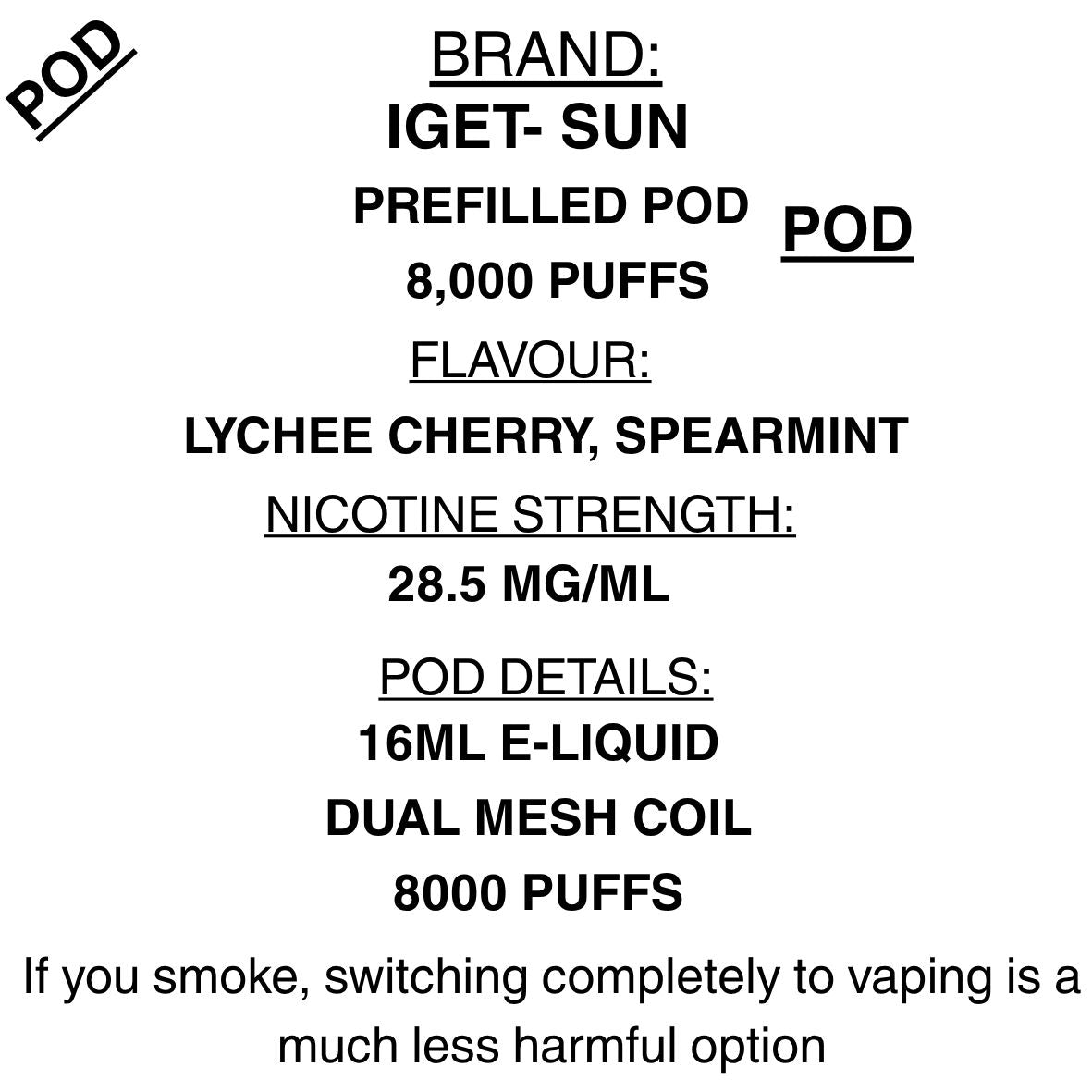 IGET SUN KP8000 - Prefilled Pods
