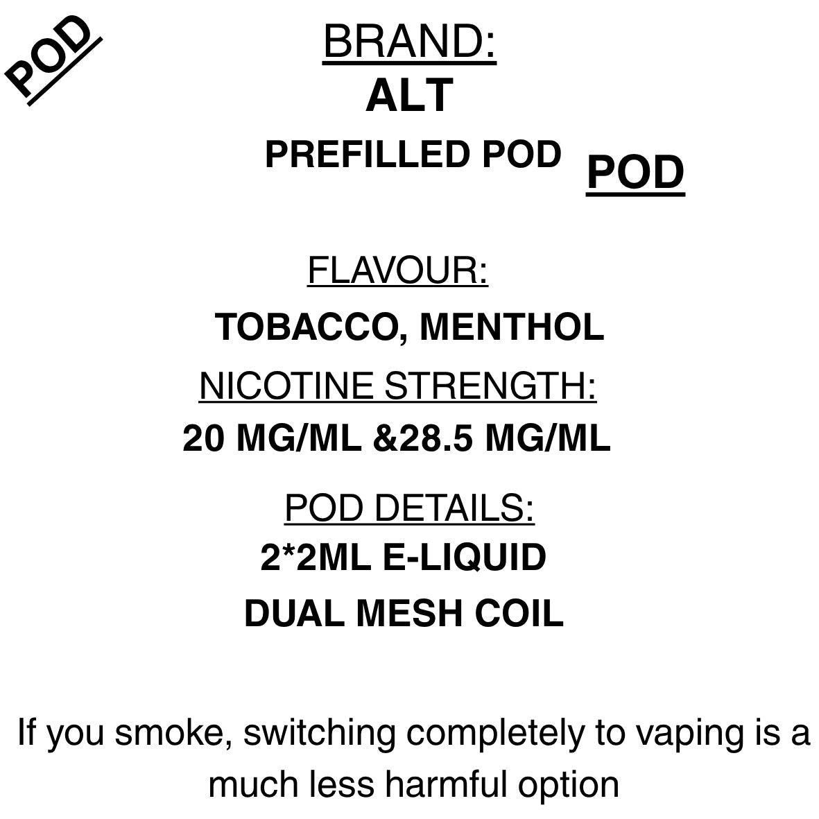 ALT & ALT NU replacement pods 2.85% Getavape ALT & ALT NU replacement pods 2.85% Getavape