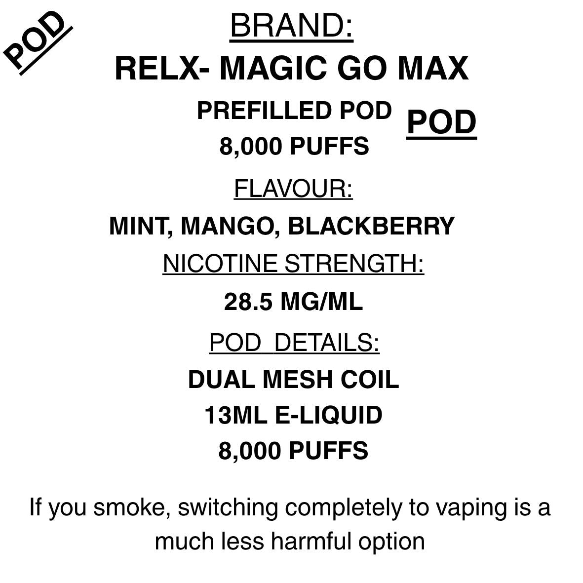 RELX MagicGo MAX Pods – 8000 Puffs | Mega Mesh Technology | Getavape NZ