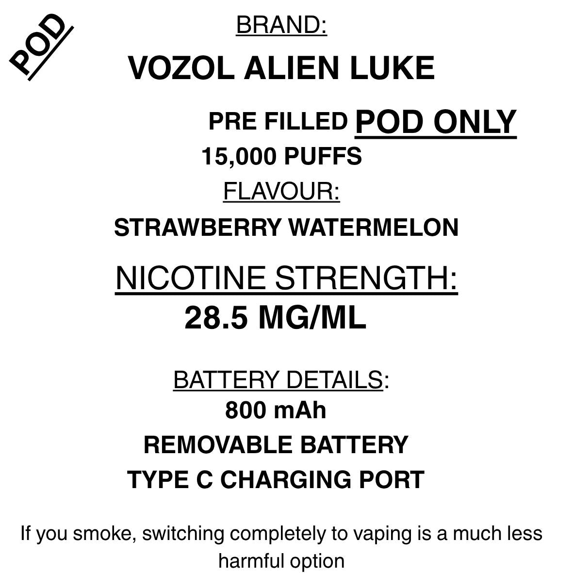 VOZOL - Alien Luke 15000- Replacement Pods Getavape VOZOL - Alien Luke 15000- Replacement Pods Getavape