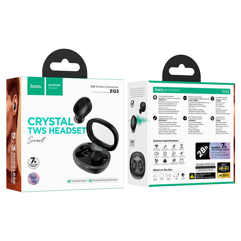 Hoco- EQ3 Smart TWS Bluetooth Headset | BT v5.3 Earbuds