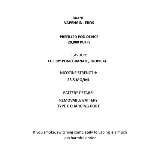 Vapengin Eros 20,000 Puffs KIT | Buy vape Online at Getavape NZ