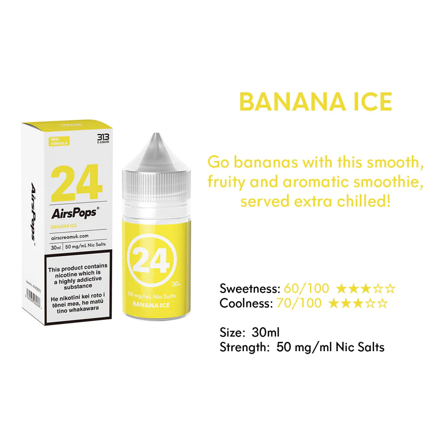 Airpops- Banana (Banana Ice)- Nic Salt - 28.5mg/ml