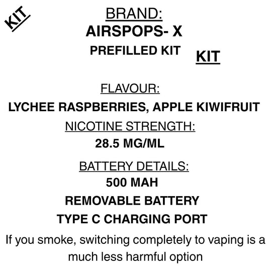 Airspops X- Closed pod vape- 2000 puffs