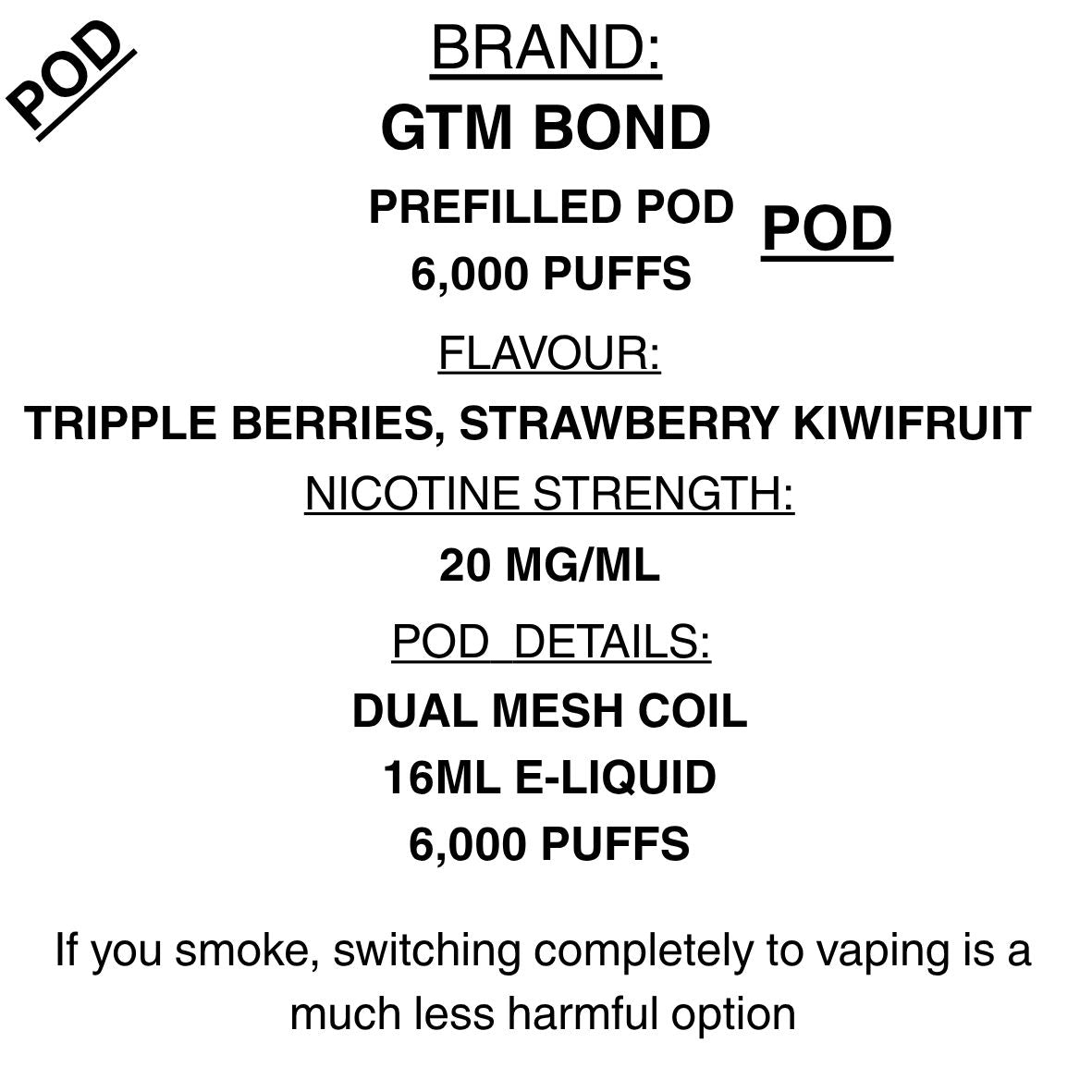 GTM Bond 6000- Disposable Pods- 6000puffs