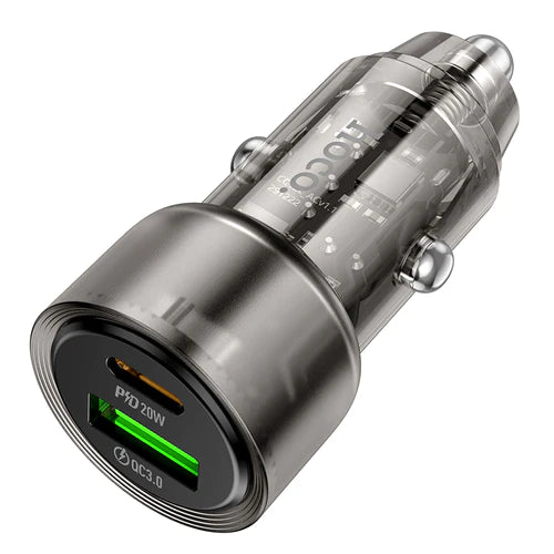 hoco- 38W -Z52 -Super Fast Car Charger Dual Output (USB-C PD & USB-A), 38W (Max) Fast Charging, Safe & Reliable