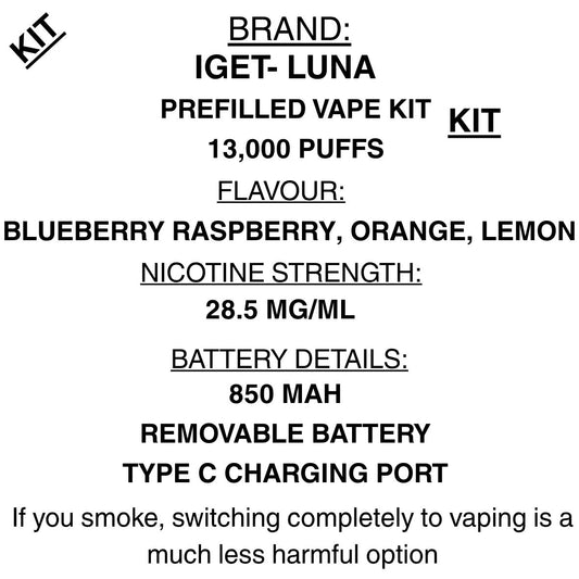 IGET Luna Vape – 13,000 Puffs | Dual Mode | IGET vape| Getavape NZ