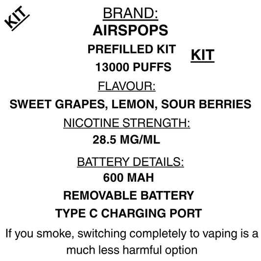 AirsPops - Prefilled Vape Kit -13k puffs