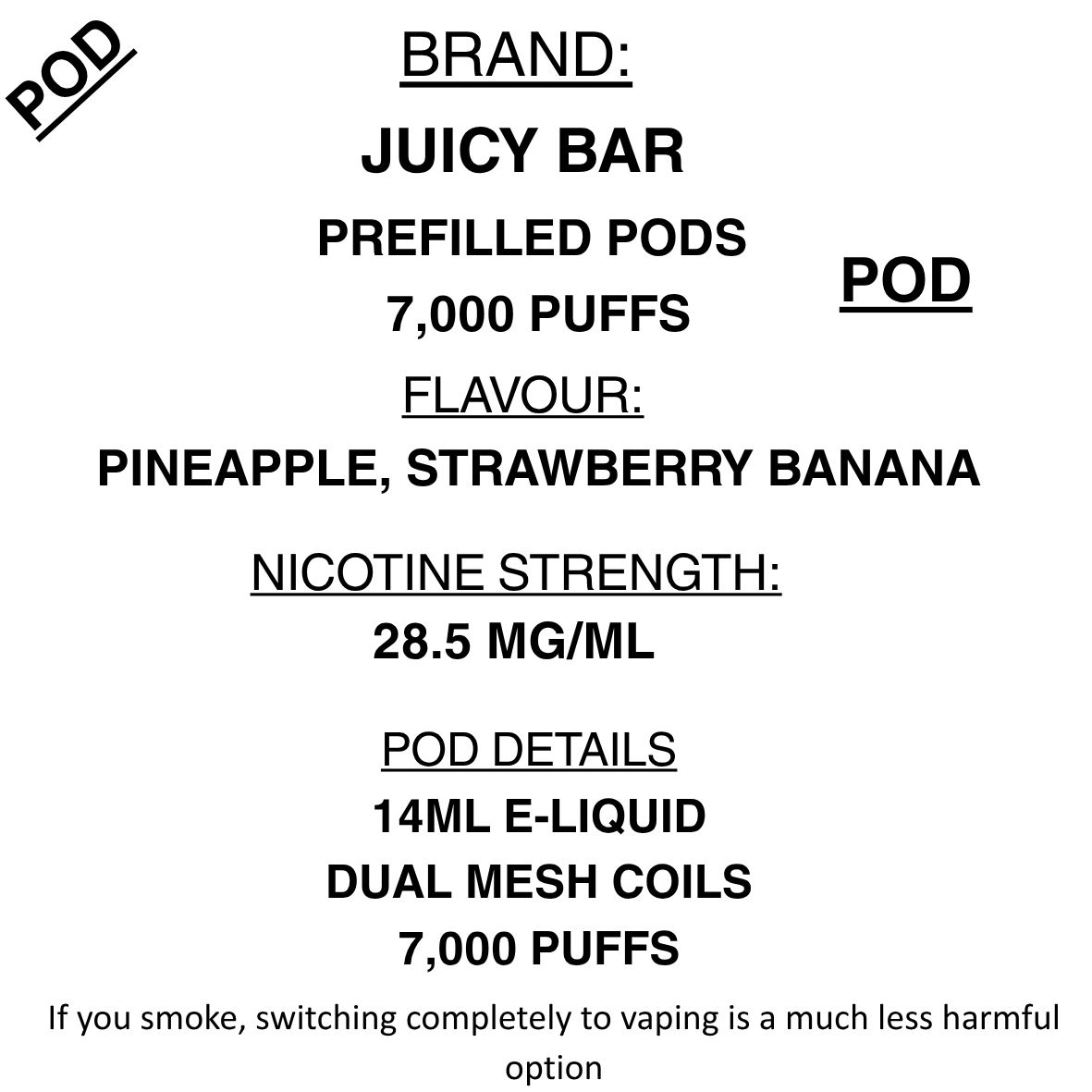 Juicy Bar - 7000 Puffs- Prefilled pods 50mg/ml