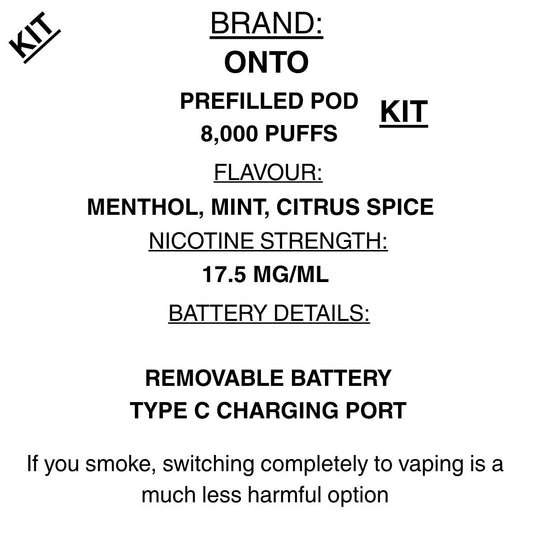 ONTO United  Pre-filled Pod vape- 8000 puffs