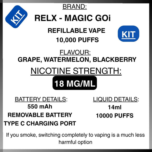 RELX MagicGo 10000i Vape Kit | Refillable 16mL | Getavape NZ