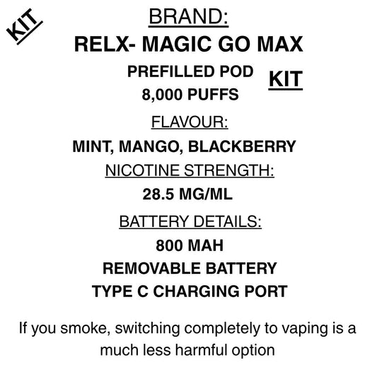 RELX MagicGo MAX Vape Kit – 8000 Puffs | Airflow Adjustable | Getavape NZ
