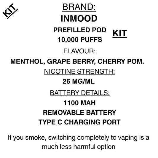 Inmood- 10K Prefilled Pod vape Kit 10000 puffs