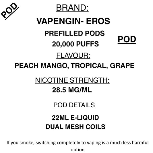 Replacement pods for vapengin Eros 20000 puffs vape