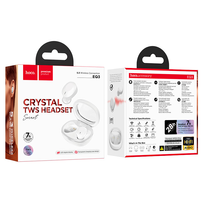 Hoco- EQ3 Smart TWS Bluetooth Headset | BT v5.3 Earbuds