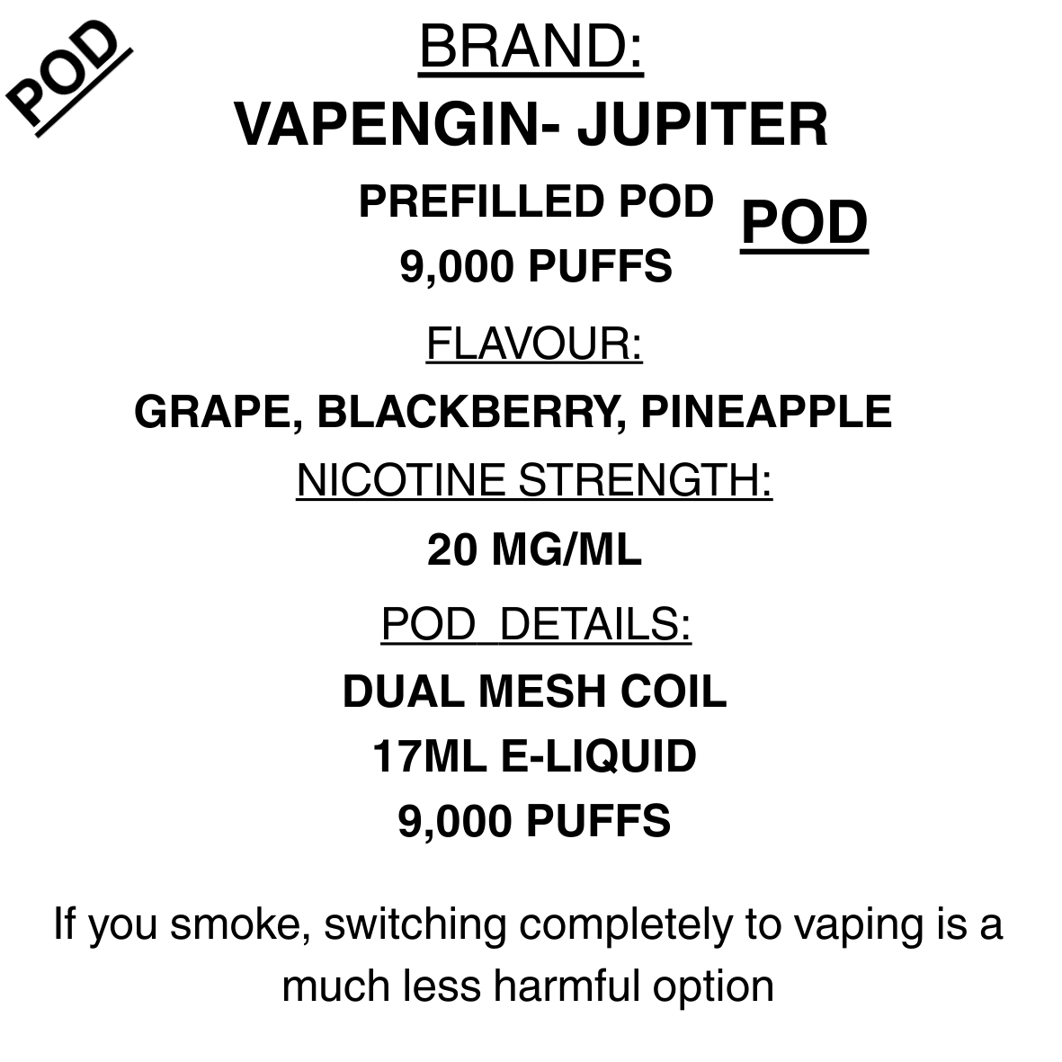 Vapengin - Jupiter 9000 puffs - Replacement pod only