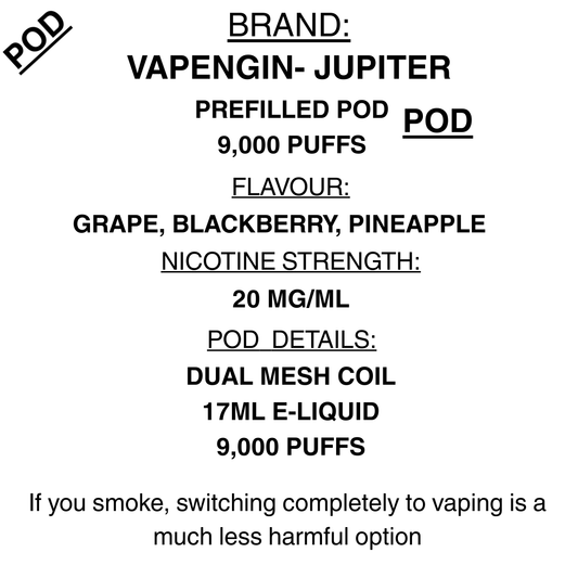 Vapengin - Jupiter 9000 puffs - Replacement pod only